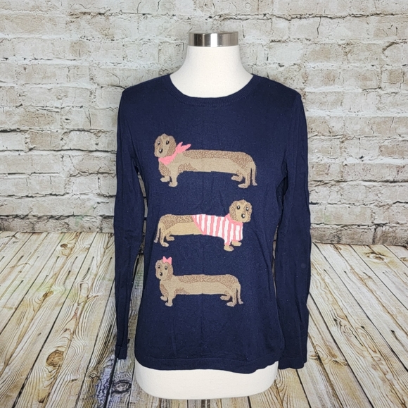 Talbots Sweaters - Talbots Dachshund Sweater Size S Blue